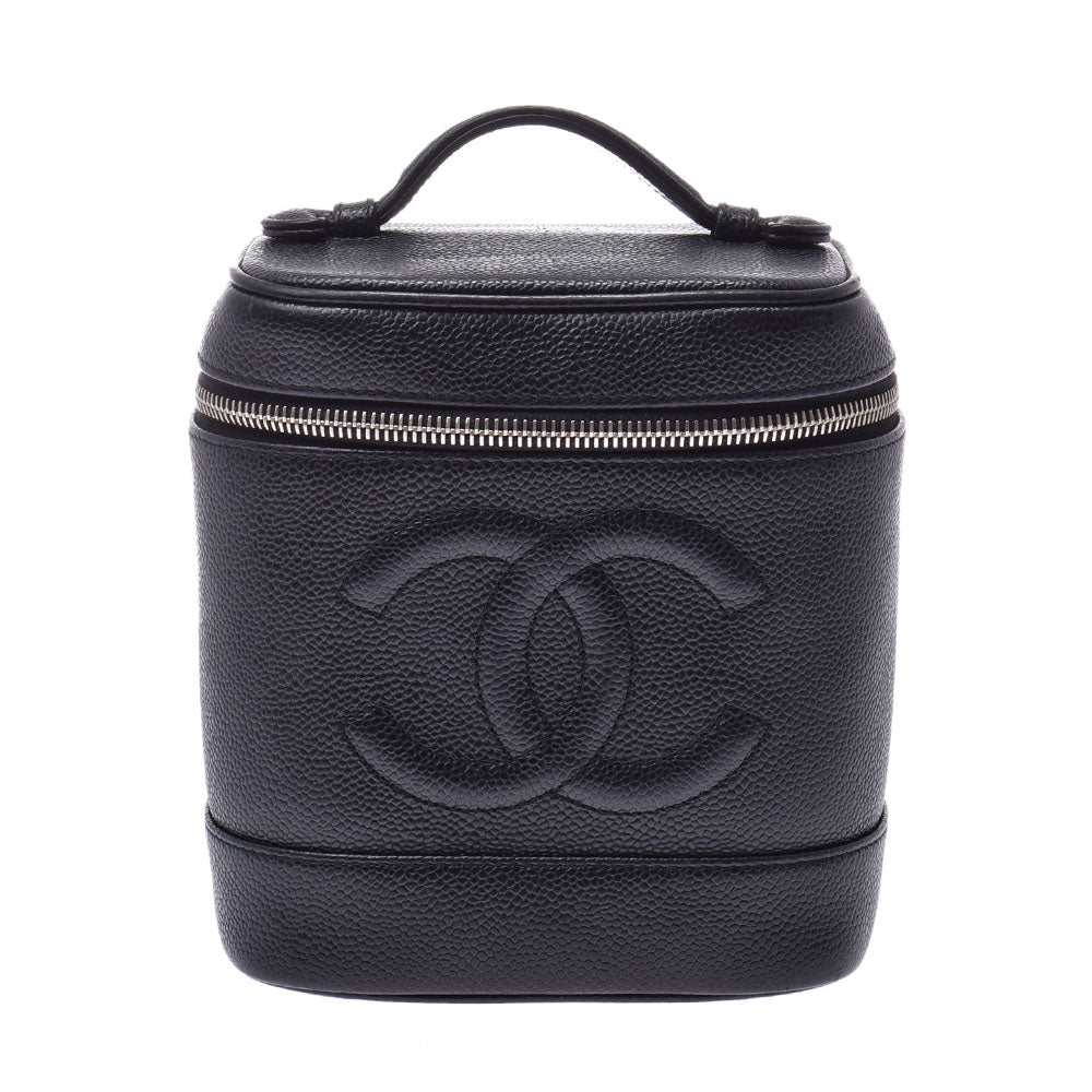 CHANEL シャネル  縦型バニティ 黒 G金具 レディース キャビアスキン ハンドバッグ Bランク 中古 