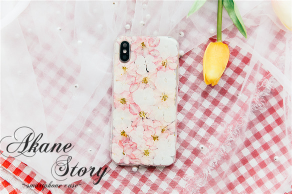 お花詰め合わせ押し花♪ /　押し花ケース　/ スマホケース iPhone ケース/  全機種対応