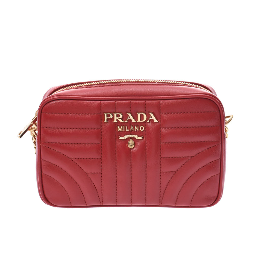 PRADA プラダ ダイアグラム 赤 1BH084 レディース ソフトカーフ ショルダーバッグ 新品 