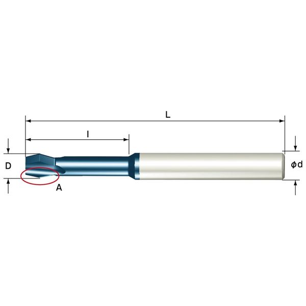 斜めクロス穴用ミニチャンファーLS8dx8Dx28Ix105Lx30° 【MC0808C28LA150】 MC0808C28LA150（直送品）