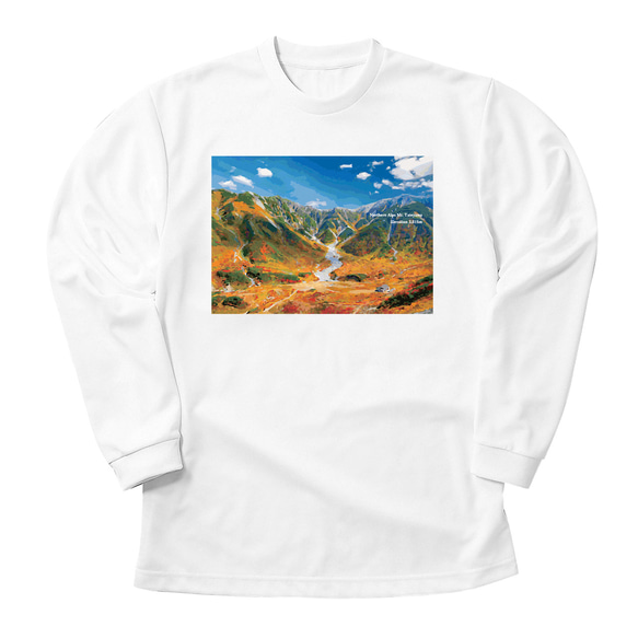 立山 秋 北アルプス 長袖Tシャツ ホワイト ドライ 吸水速乾 山 登山