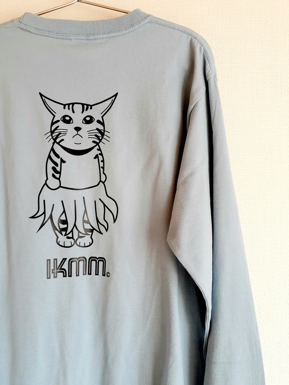 《長袖Tシャツ》IKAMIMI猫　アシッドブルー　ユニセックス（男女兼用）