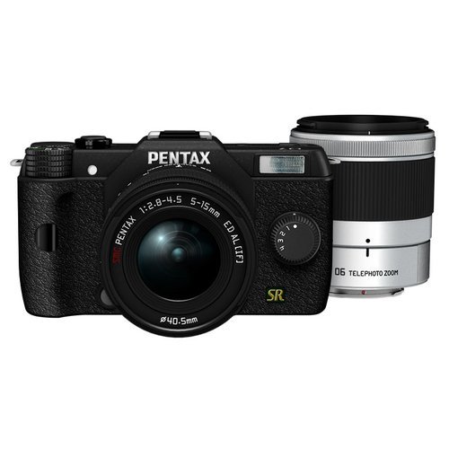 PENTAX ミラーレス一眼 Q7 ダブルズームキット [標準ズーム 02 STANDARD ZOOM ・望遠ズーム 06 TELEPHOTO ZOOM] ブラック Q7 BLACK【中古品】