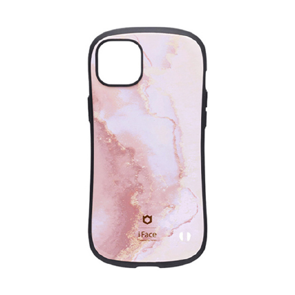 Hamee iPhone 14 Plus用ハイブリッドケース IFACE MARBLE パウダーピンク 41-949153