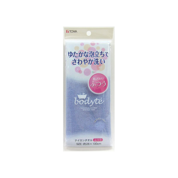 東和産業 BO ナイロンタオル ふつう 28×100cm ブルー FCA5506