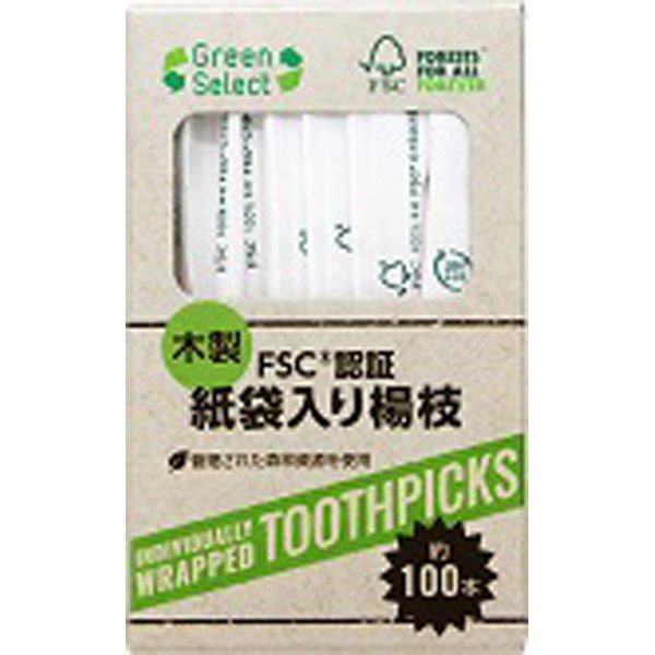 Green Select 紙完封つま楊枝 箱入 4904681500155 1箱（21000本） 大和物産（直送品）