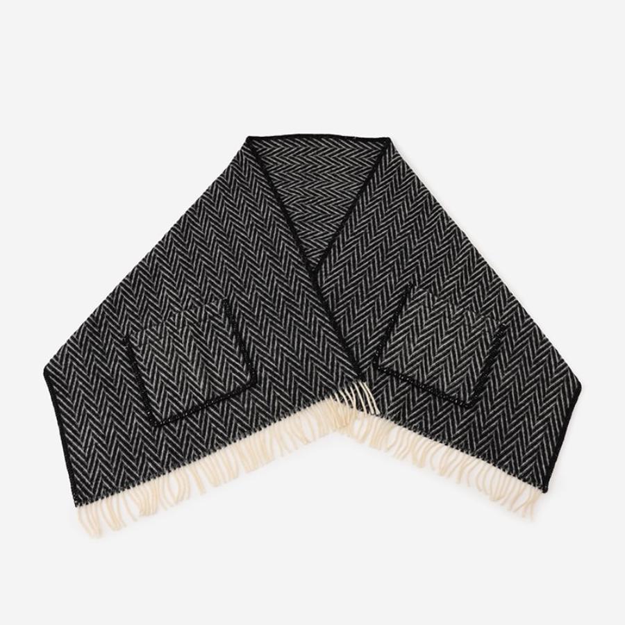 LAPUAN KANKURIT | IIDA pocket shawl 60x200cm+fringes 9/black-white