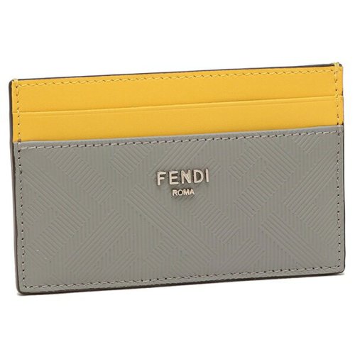 フェンディ カードケース グレー イエロー メンズ FENDI 7M0347 AJF4 F1IK1