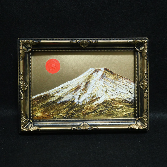 油絵 絵画 ミニ絵画【黄金富士山】