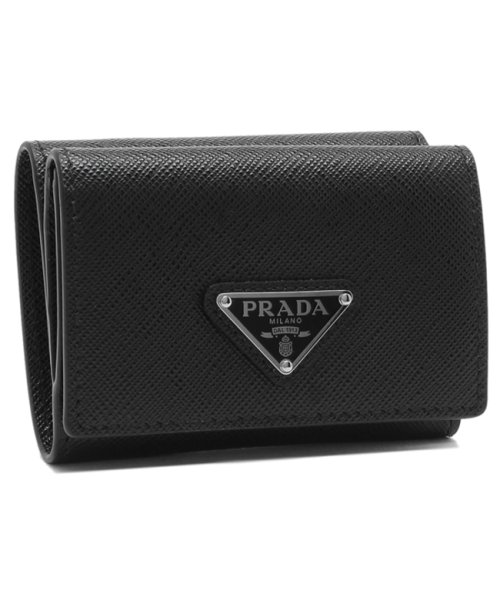 プラダ 三つ折り財布 サフィアーノトライアングル ミニ財布 ブラック メンズ PRADA 2MH042 QHH F0002