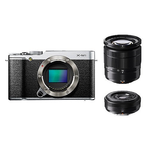 FUJIFILM ミラーレス一眼カメラ X-M1 Wレンズキット ズームレンズ付属 1630万画素APS-C シルバー F X-M1S/1650/27KIT【中古品】