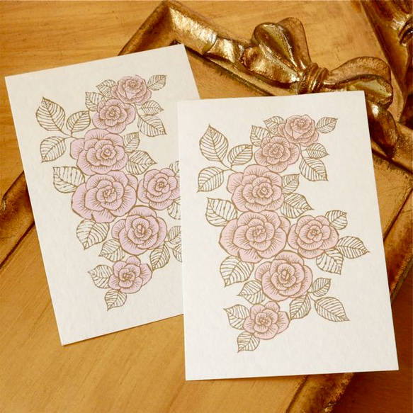 ”とっておきのポストカード” 　SILKSCREEN PRINTED POST CARD 2PC SET -ROSE-