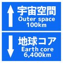 道路標識風 宇宙空間 地球コアまでの距離 マグネットステッカー 13cm