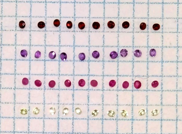 天然石１ミリ　ラウンドカットルース　４種ｘ10個　アソートセット