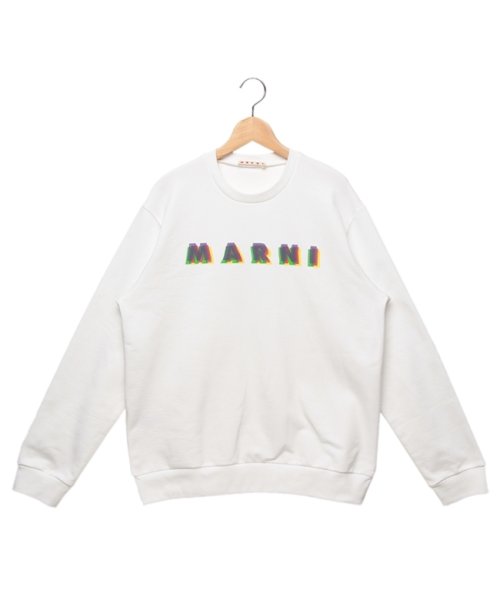 マルニ 子供服 RAINBOWロゴ クルーネック スウェットシャツ 大人も可 ホワイト キッズ MARNI M01076 M00J6 0M100 MS113U