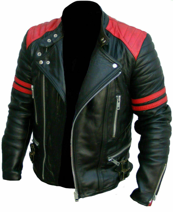 羊革ライダージャケット黒と赤 Sheep Leather Rider Jacket Black and Red