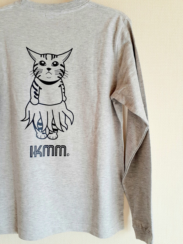 《長袖Tシャツ》IKAMIMI猫　アッシュ　ユニセックス（男女兼用）