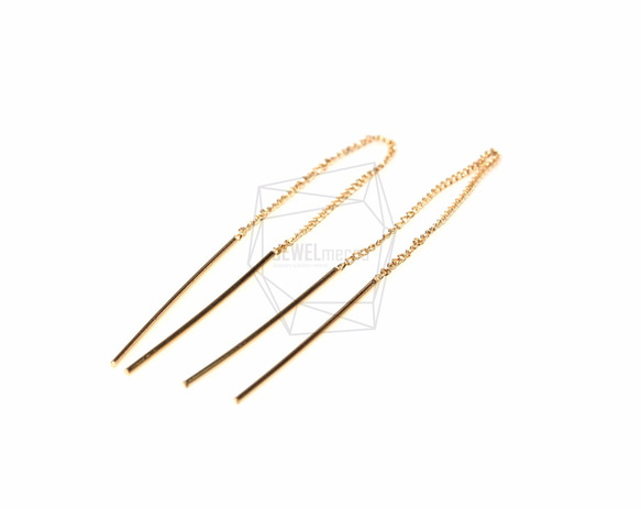 ERG-255-G【4個入り】デュアルバーチェーンピアス,Chain With Dual Bar Earring