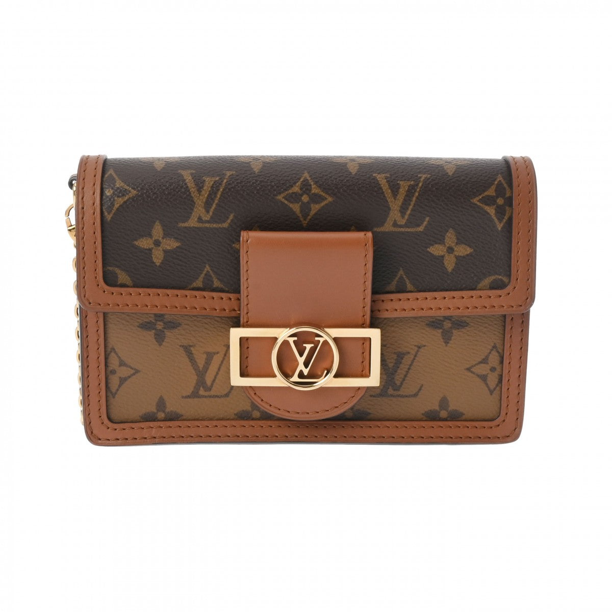 LOUIS VUITTON ルイヴィトン モノグラムリバース ポルトフォイユ ドーフィーヌ ブラウン M68746 レディース モノグラムキャンバス ショルダーバッグ ABランク 中古 