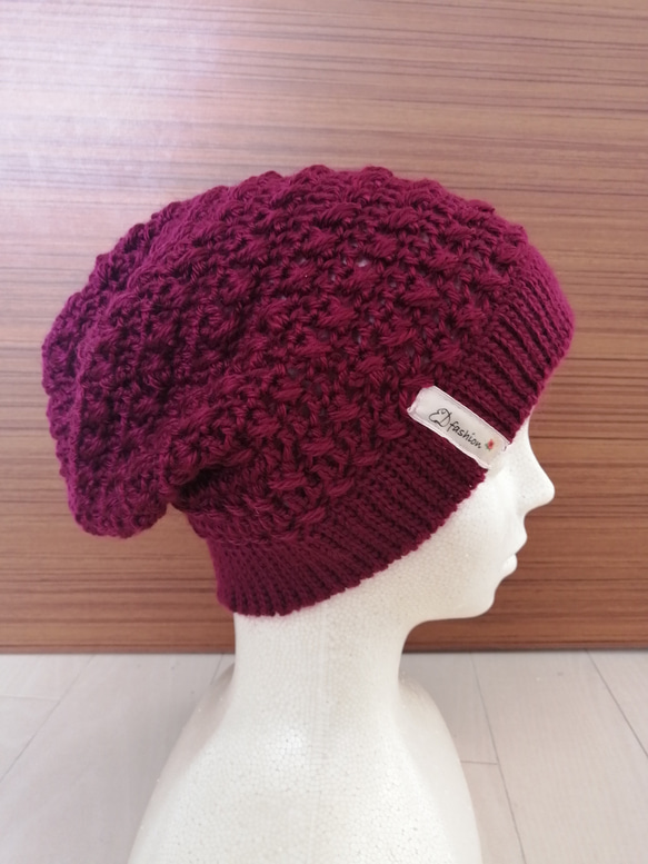 Slouchy (doble cross pattern) hat ハット、帽子、ビーニー