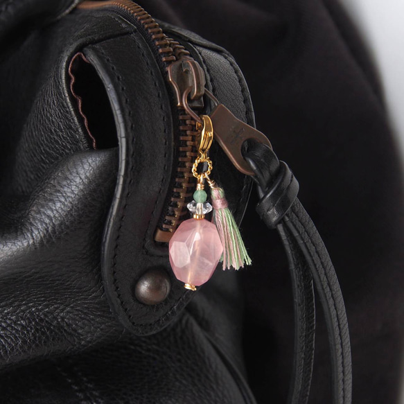 Perfume Bottle Zipper Charm（Rose Quartz ）