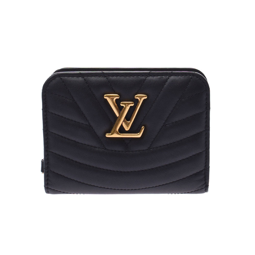 LOUIS VUITTON ルイヴィトン ニューウェーブ ジプトコンパクトウォレット 黒 M63789 レディース レザー 二つ折り財布 Aランク 中古 