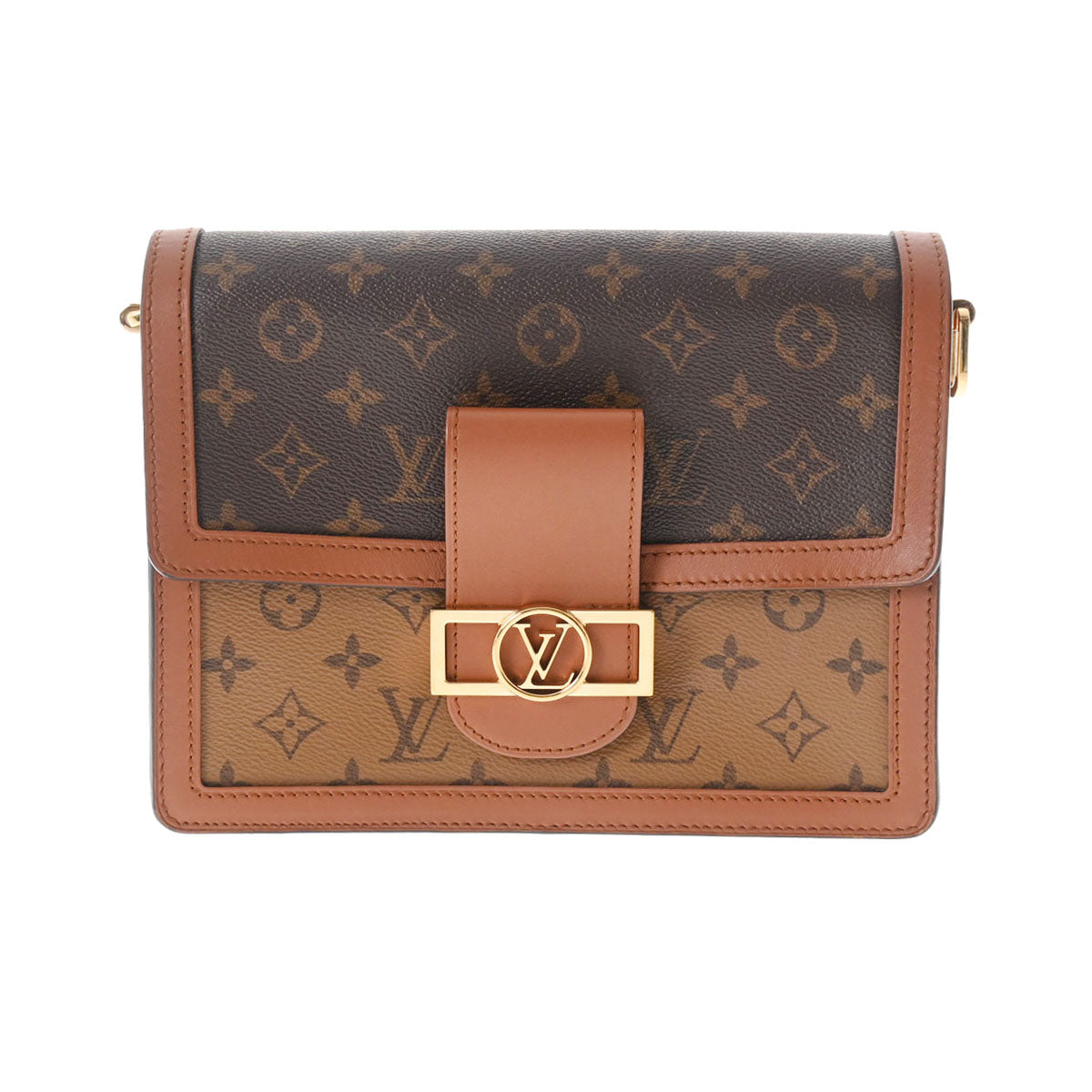 【2025の人気アイテム】 LOUIS VUITTON ルイヴィトン モノグラム リバース ドーフィーヌ MM ブラウン M45958 レディース モノグラムリバースキャンバス ショルダーバッグ Aランク 中古 _画像1