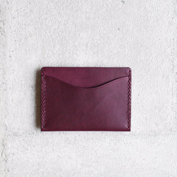 Deep purple color leather card holder