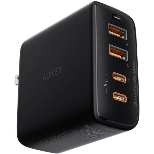 AUKEY PA-B7T-BK USB充電器 Omnia2 Mix 100W PD対応 [USB-A 2ポート／USB-C 2ポート] ブラック PAB7TBK