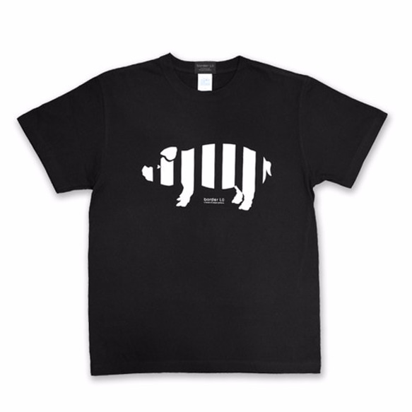 ボーダーピッグ コットンTシャツ メンズMサイズ ブラック