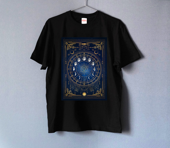 月の満ち欠け・12星座 Tシャツ BLACK・カラー（men&women）