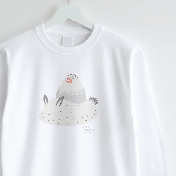 長袖Tシャツ（BIRDAQUARIUM / パイド文鳥＆ゴマフビロードウミウシ）