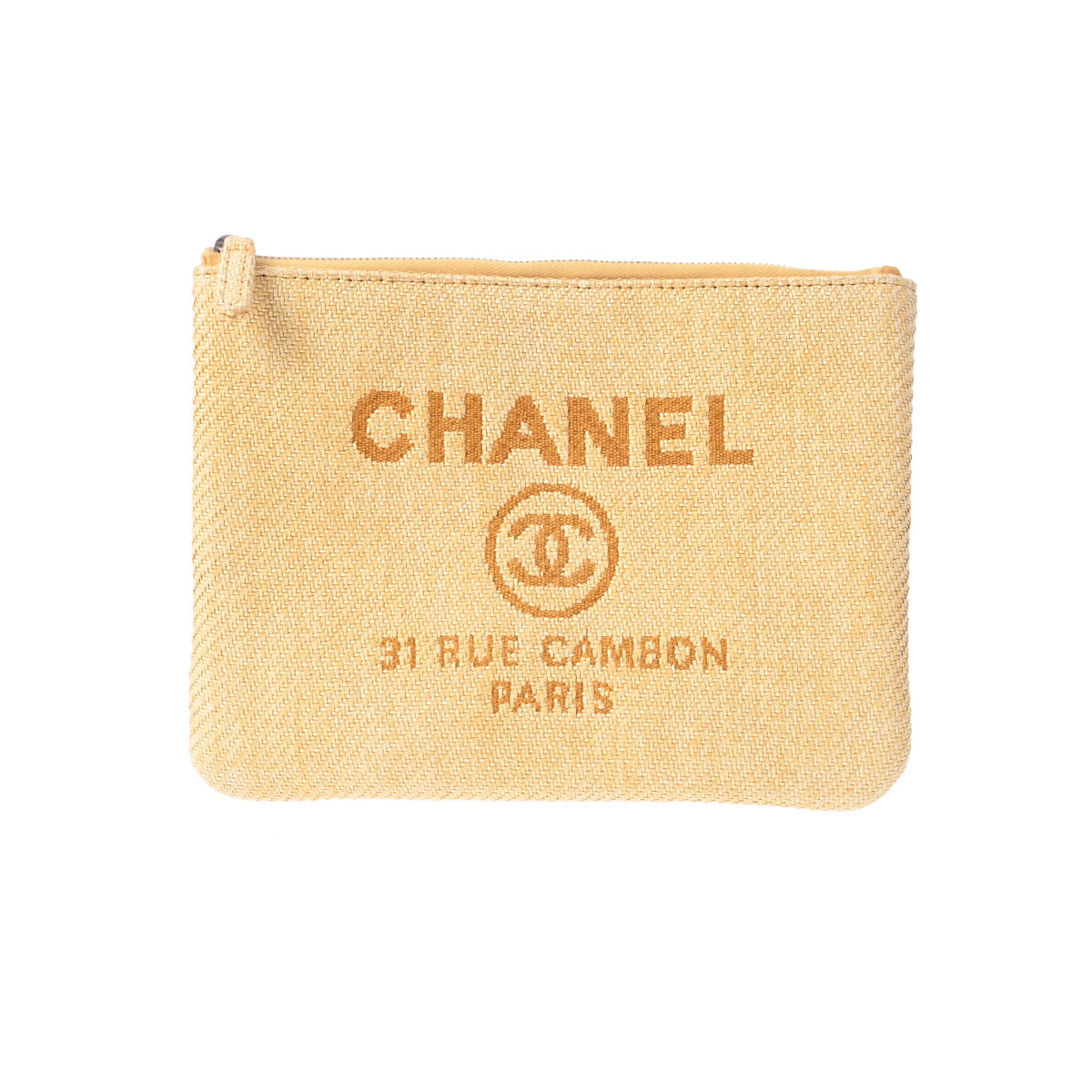 CHANEL シャネル ドーヴィル イエロー A80117 ユニセックス ストロー クラッチバッグ ABランク 中古 