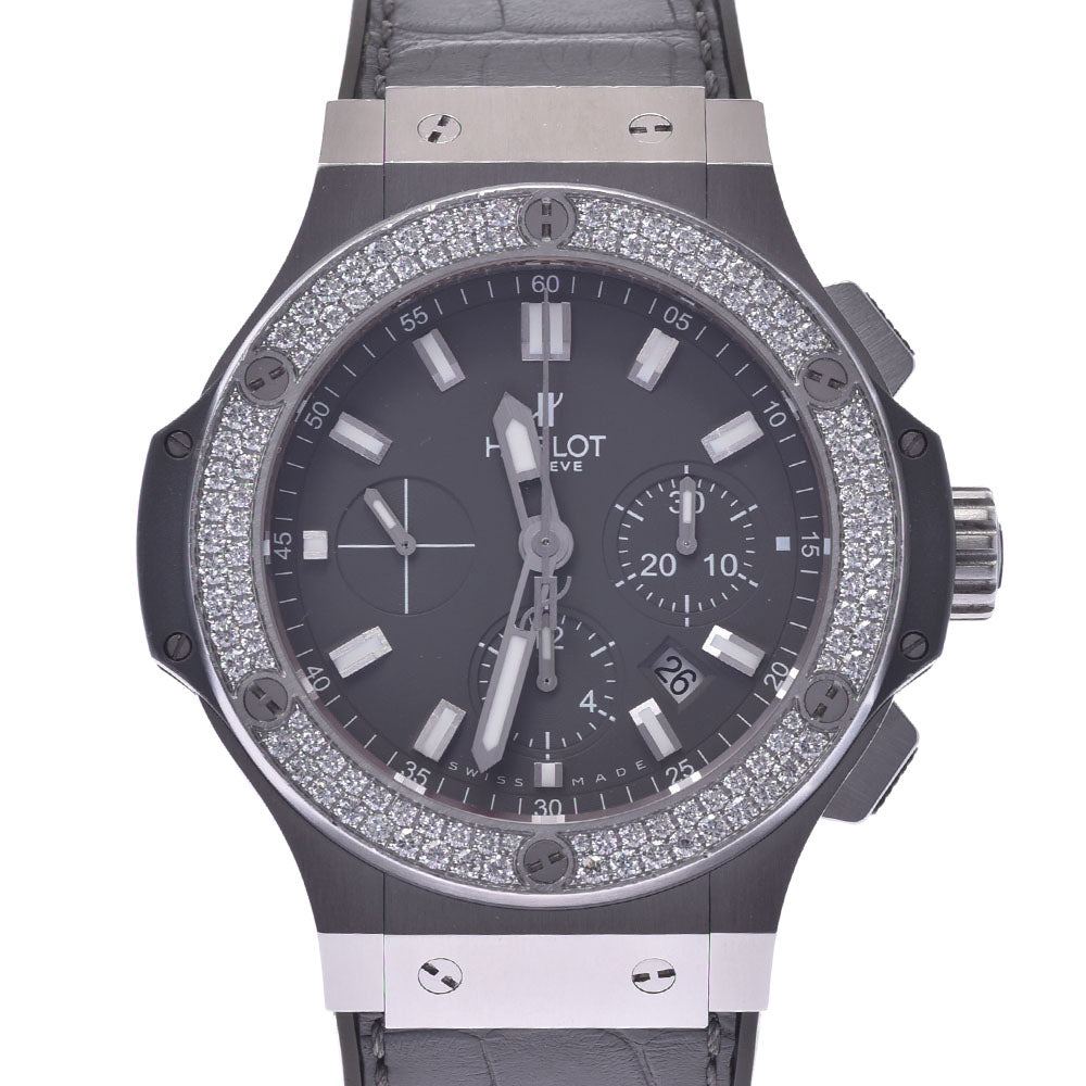 HUBLOT ウブロ ビックバン アールグレイダイヤモンド  301.ST.5020.GR.1104 メンズ SS/ラバー/レザー 腕時計 自動巻き グレー文字盤 Aランク 中古 