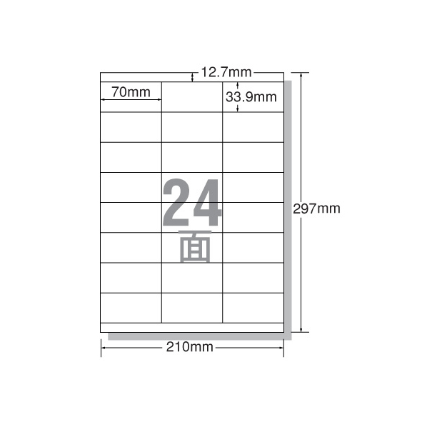 エーワン レーザー用ラベル A4 24面 上下余白 20枚 F806185-28386