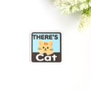 ４.５×４.５cm【＊茶トラ猫＊THERES CAT（猫が居ます） マグネットステッカー】車 通院 玄関 ドア ポスト