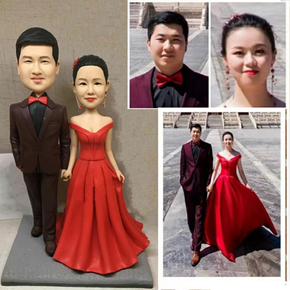 オーダーメイド お写真入から 3D 肖像画 似顔絵 人形 フィギュア 結婚祝い・周年記念日 夫婦 カップル  両親贈呈品