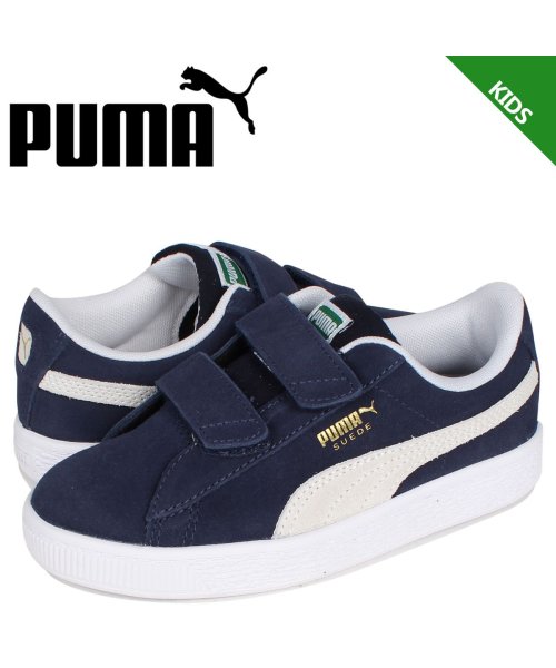 プーマ PUMA スウェード クラシック スニーカー キッズ スエード ベルクロ SUEDE CLASSIC 21 V PS ネイビー 380563－03