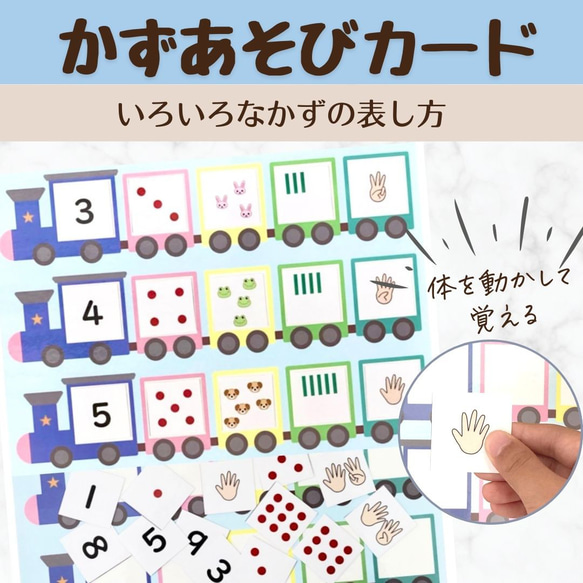 かずあそびカード★汽車に乗せよう　知育玩具　療育　手作り　教材　数字　かず　カード　発達障害　算数