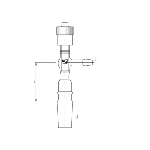 旭製作所 高真空グリースレスバルブ付排気管 オス 高真空グリースレスバルブ 芯棒材質:PTFE SQGー19/22 2490-3M-9 1個（直送品）