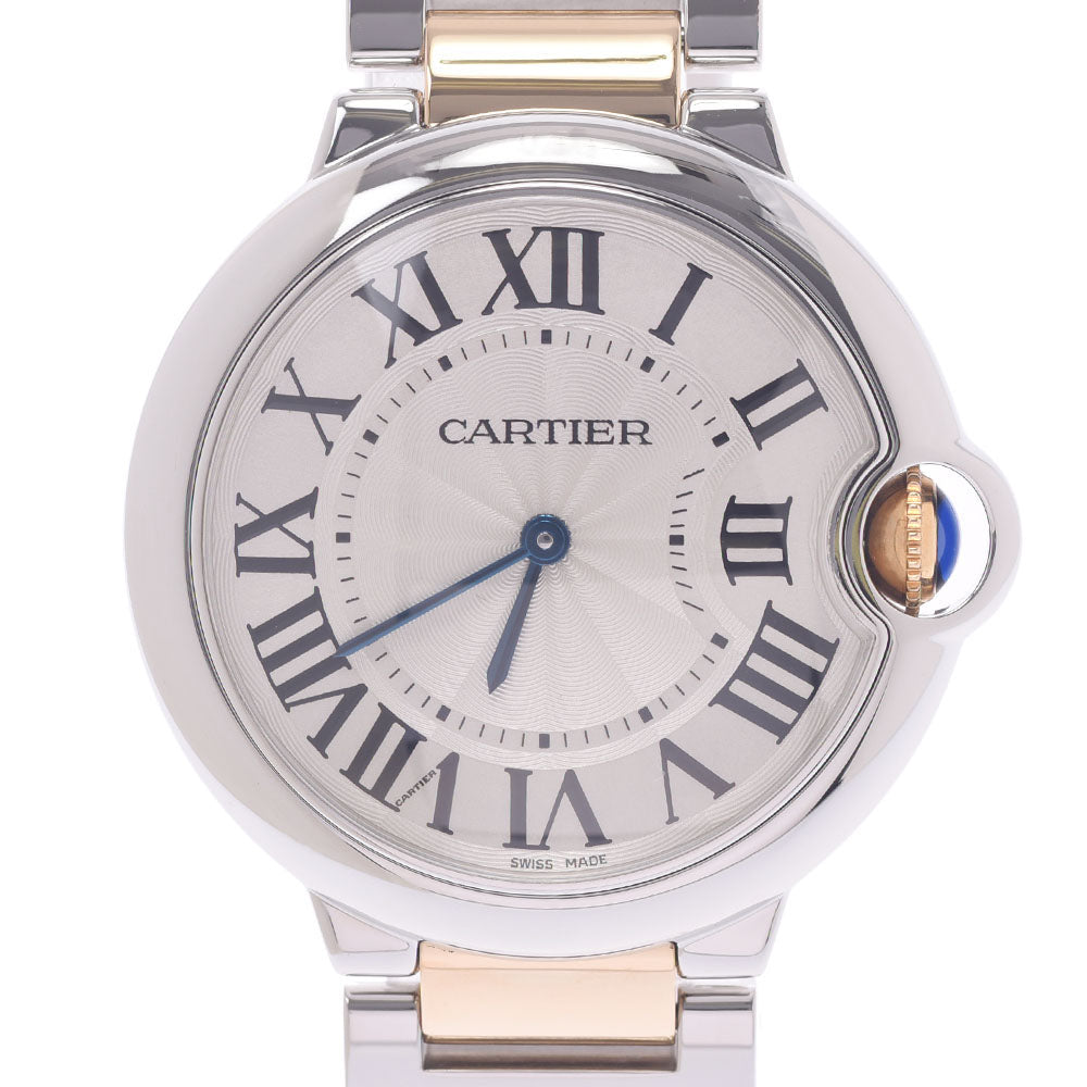 CARTIER カルティエ バロンブルー MM ボーイズ SS/YG 腕時計 クオーツ シルバー文字盤 Aランク 中古 