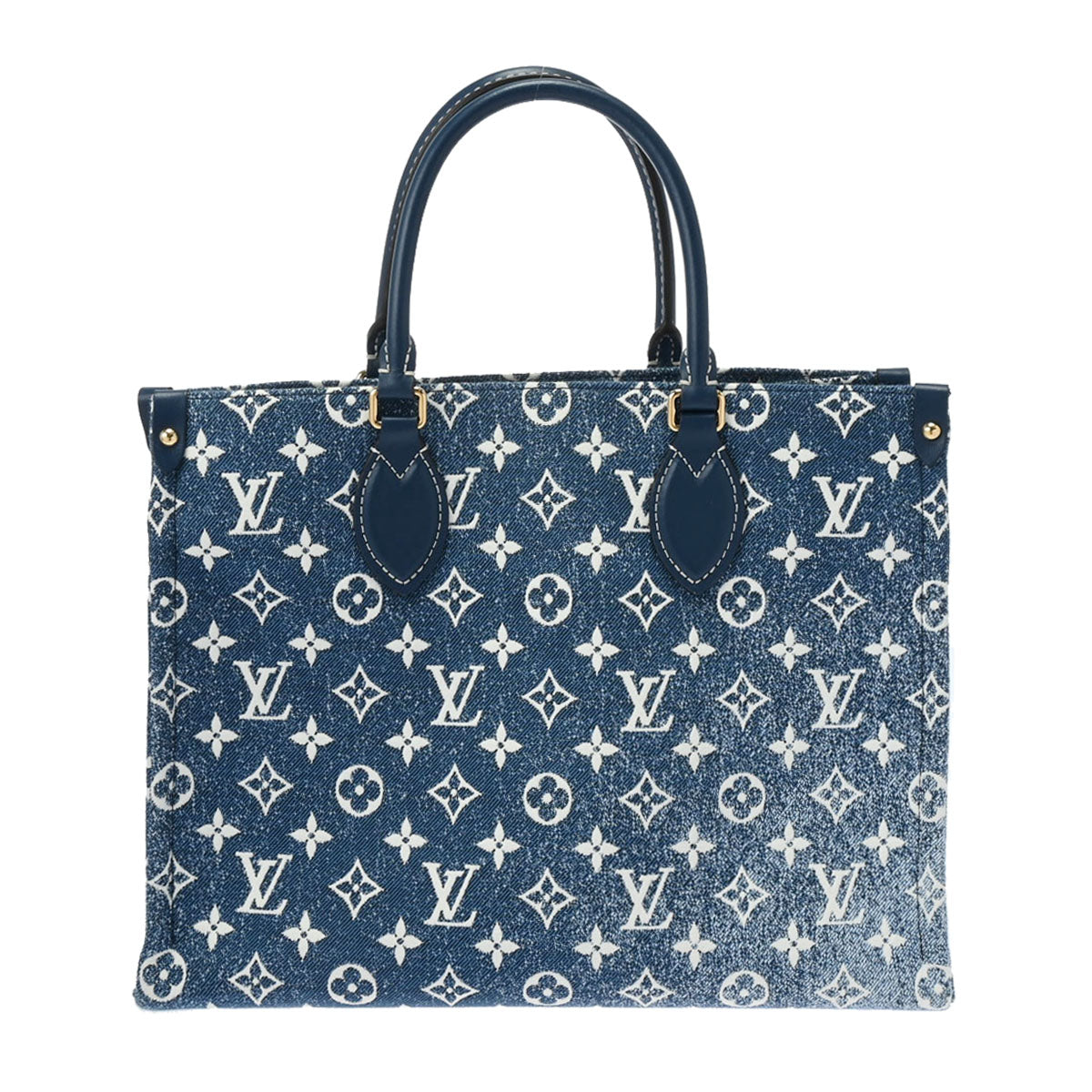 LOUIS VUITTON ルイヴィトン モノグラム オンザゴー MM 2WAYトート マリーヌ M59608 レディース モノグラムジャガードデニム ハンドバッグ 新同 中古 