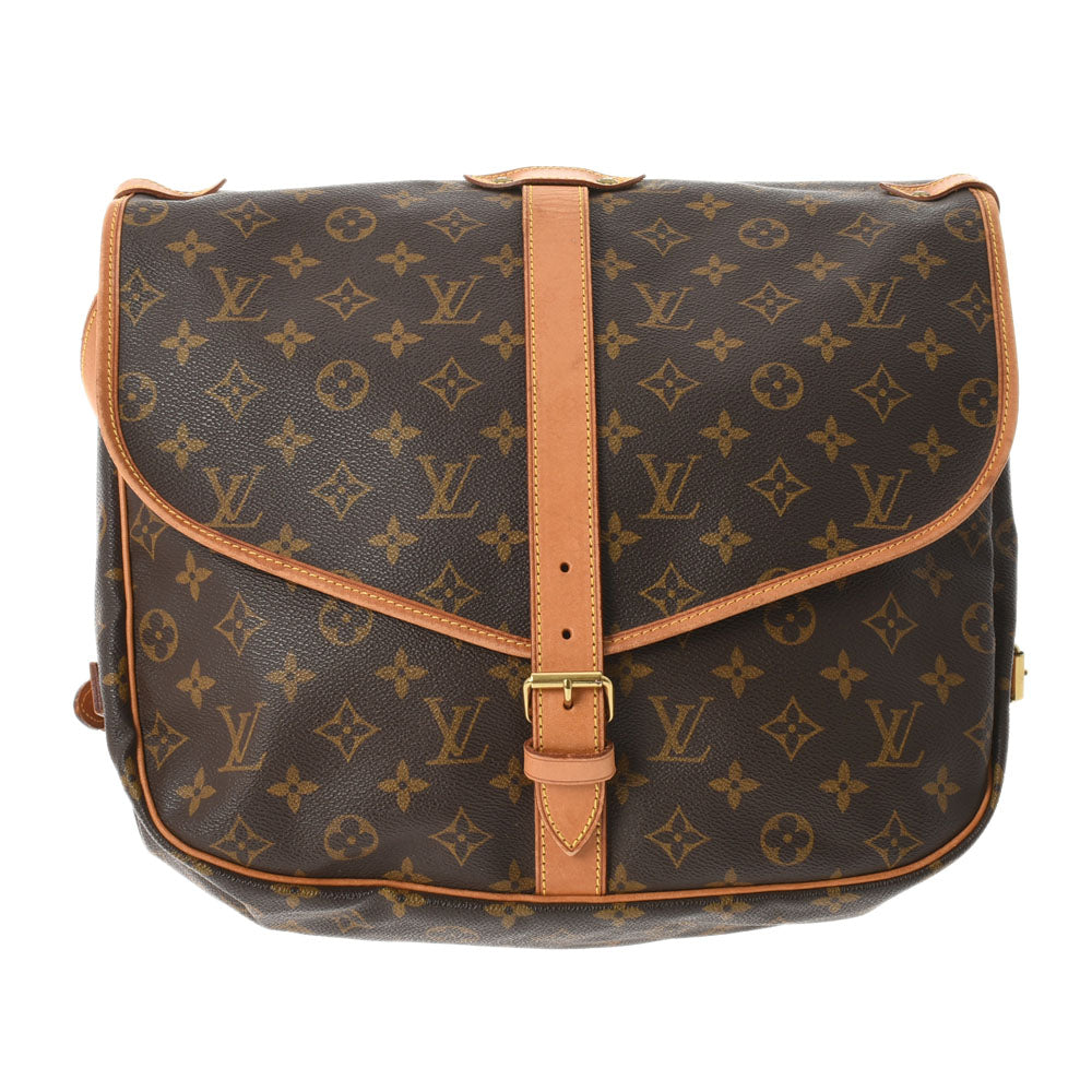 LOUIS VUITTON ルイヴィトン モノグラム ソミュール35 ブラウン M42254 ユニセックス モノグラムキャンバス ショルダーバッグ Bランク 中古 