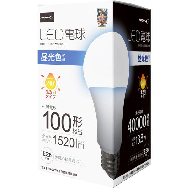 磁気研究所 LED電球 100W相当 全方向 4万時間タイプ E26口金