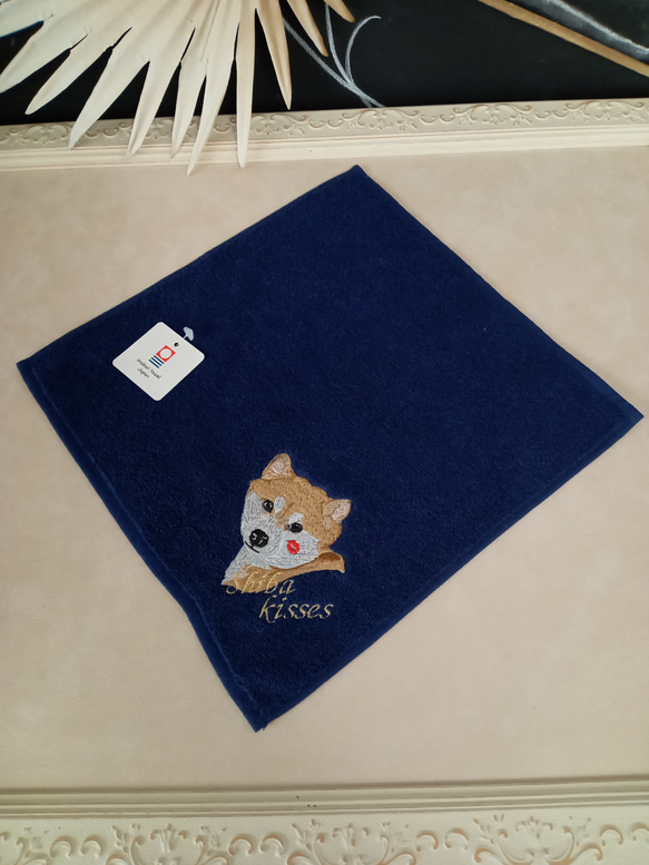 今治刺繍ハンドタオル❤️しば犬