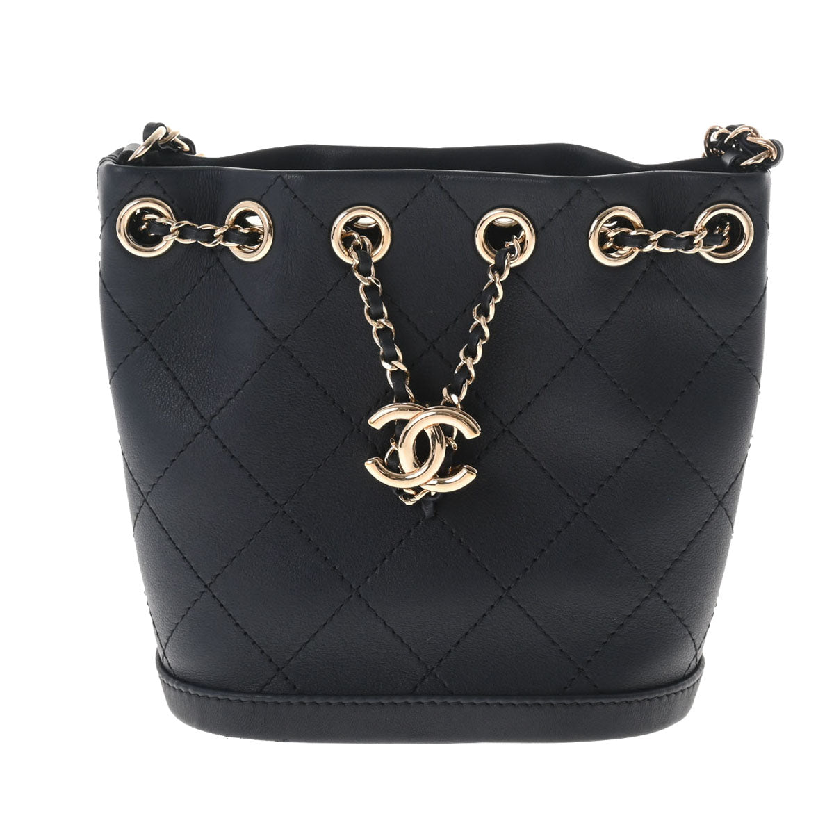 CHANEL シャネル マトラッセ ミニ チェーンショルダー ネイビー ゴールド金具 レディース ラムスキン ショルダーバッグ Aランク 中古 