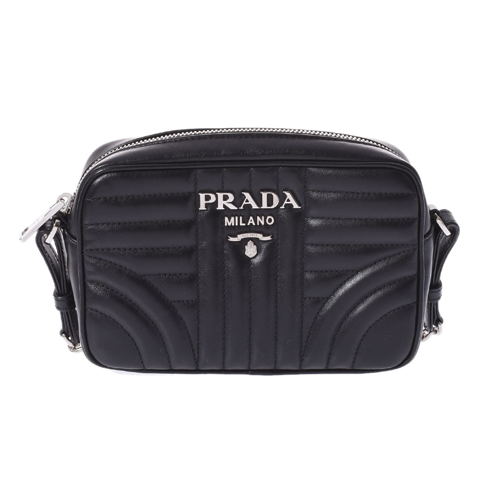 PRADA プラダ ダイアグラム 黒 1BH084 ユニセックス ソフトカーフ ショルダーバッグ 新同 中古 