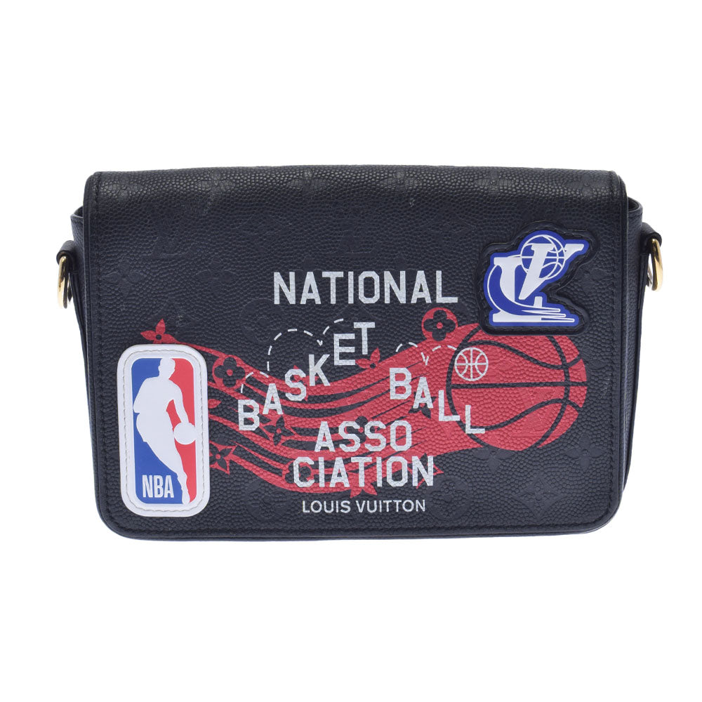 LOUIS VUITTON ルイヴィトン アンプラント ステュディオ メッセンジャー NBAコラボ 黒 M58498 ユニセックス カウハイドレザー ショルダーバッグ ABランク 中古 