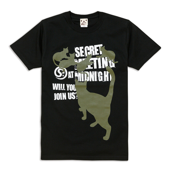 SCOPYネコTシャツ「SECRET MEETING」  ブラック