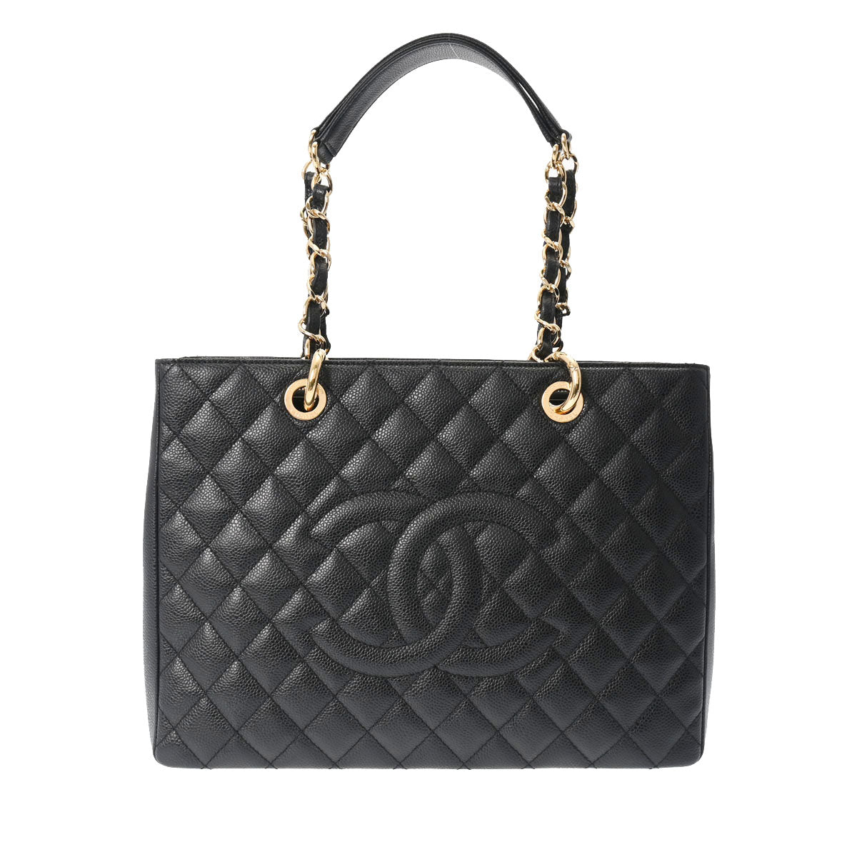 【年末の贈り物】CHANEL シャネル GST グランドショッピングトート 黒 シルバー金具 A50995 レディース キャビアスキン トートバッグ 新同 中古 _画像1